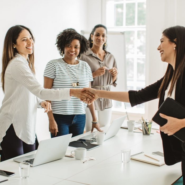 Top Tips for a successful job interview. Handshake with candidate.