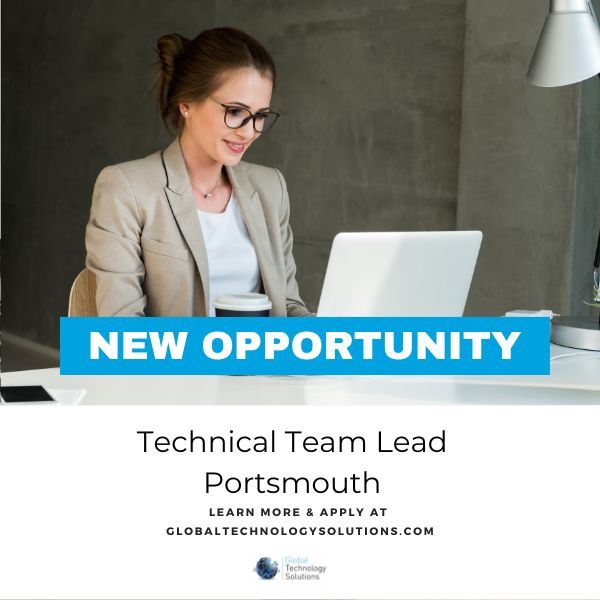 Technical Team Lead Jobs Portsmouth. Using laptop.